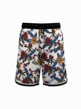 Original Use Men's White Floral Print Casual Shorts. Large